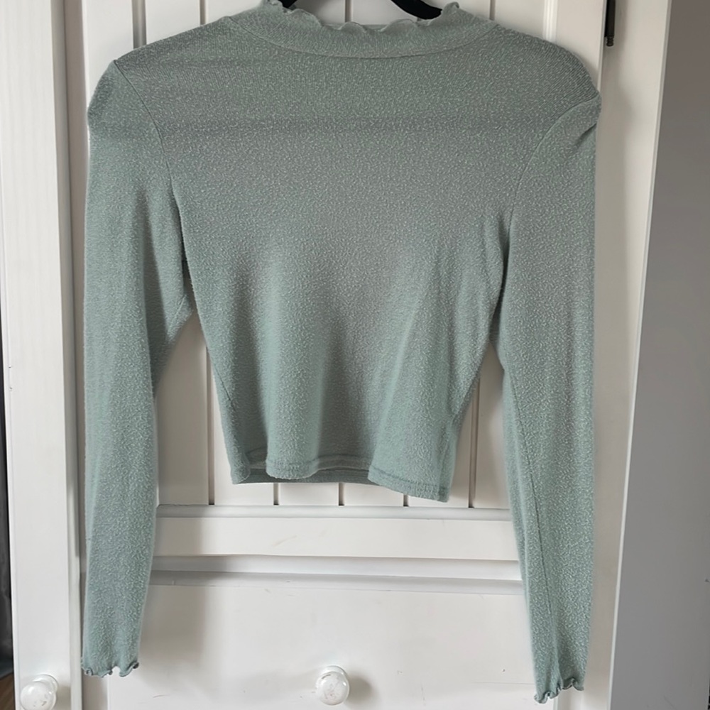 Pacsun Sea Foam Lettuce-Edge Womens Turtleneck